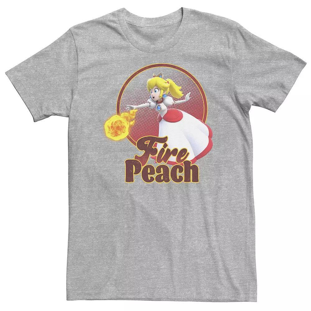 Big & Tall Nintendo Super Mario 3D World Princess Peach Fireball Circle Tee, Men's, Size: 3XL, Athletic Grey Product Image