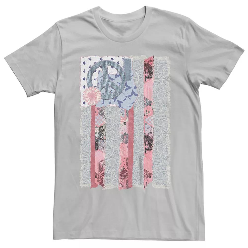 Men's Folk Flag Peace & Love Graphic Tee, Size: XXL, Silver Product Image