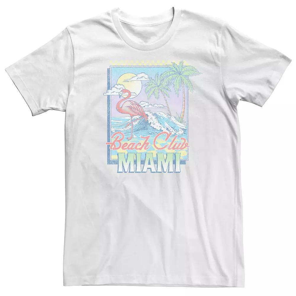 Big & Tall Flamingo Beach Club Miami Stamp Graphic Tee, Men's, Size: 3XL Tall, White Product Image