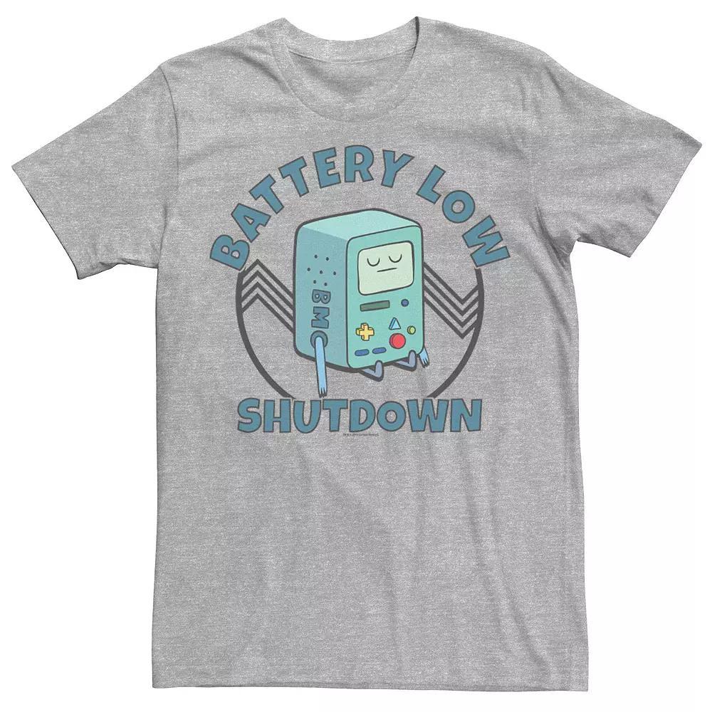 Men's Cartoon Network Adventure Time BMO Battery Low Shutdown Tee, Boy's, Size: Small, Athletic Grey Product Image