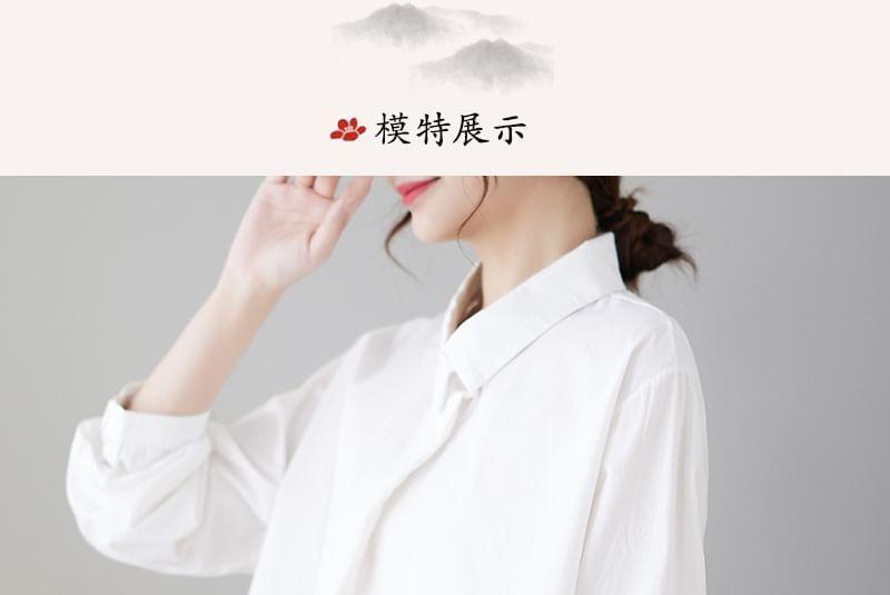 Long-Sleeve Asymmetrical Babydoll Blouse Product Image