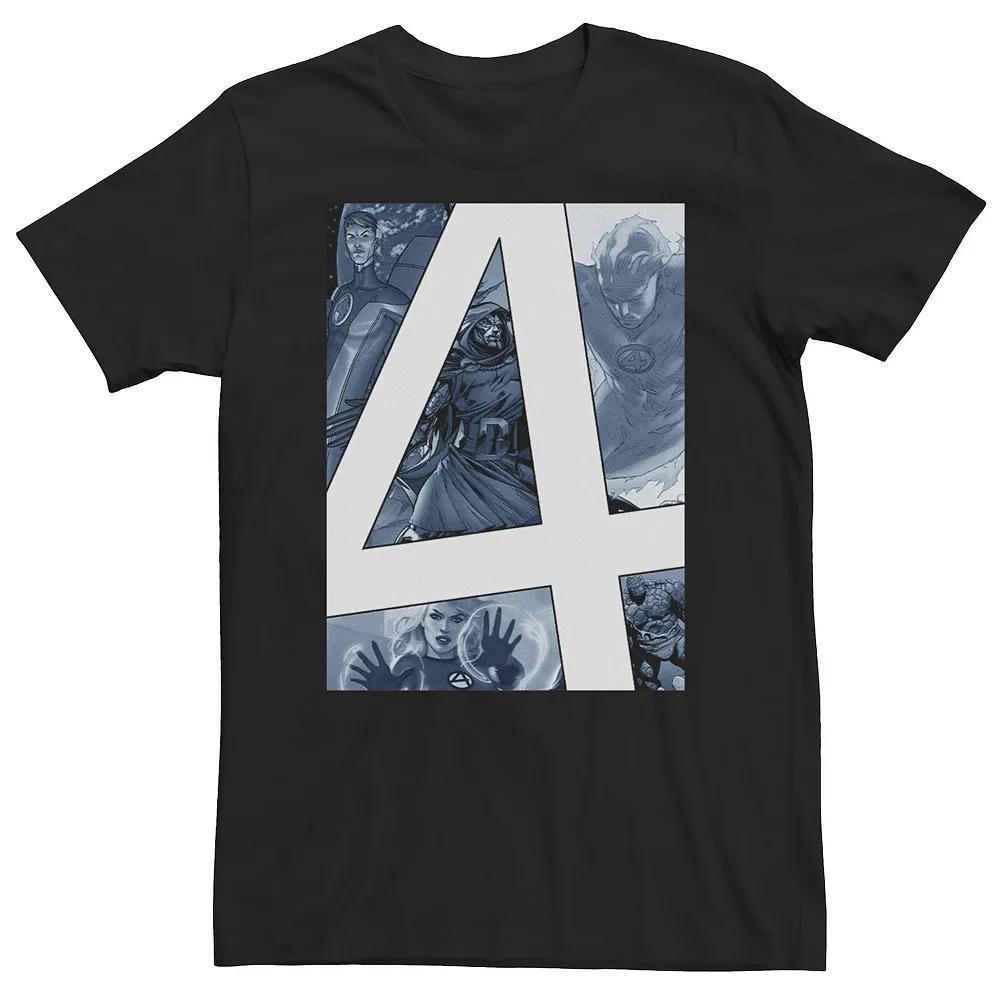 Big & Tall Marvel Fantastic Four Slanted Numeral Center Logo Tee, Men's, Size: Large Tall, Black Product Image