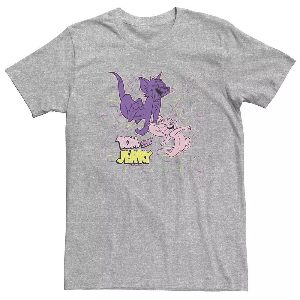 Big & Tall Tom And Jerry Splatter Paint Poster Tee, Men's, Size: Large Tall, Athletic Grey Product Image