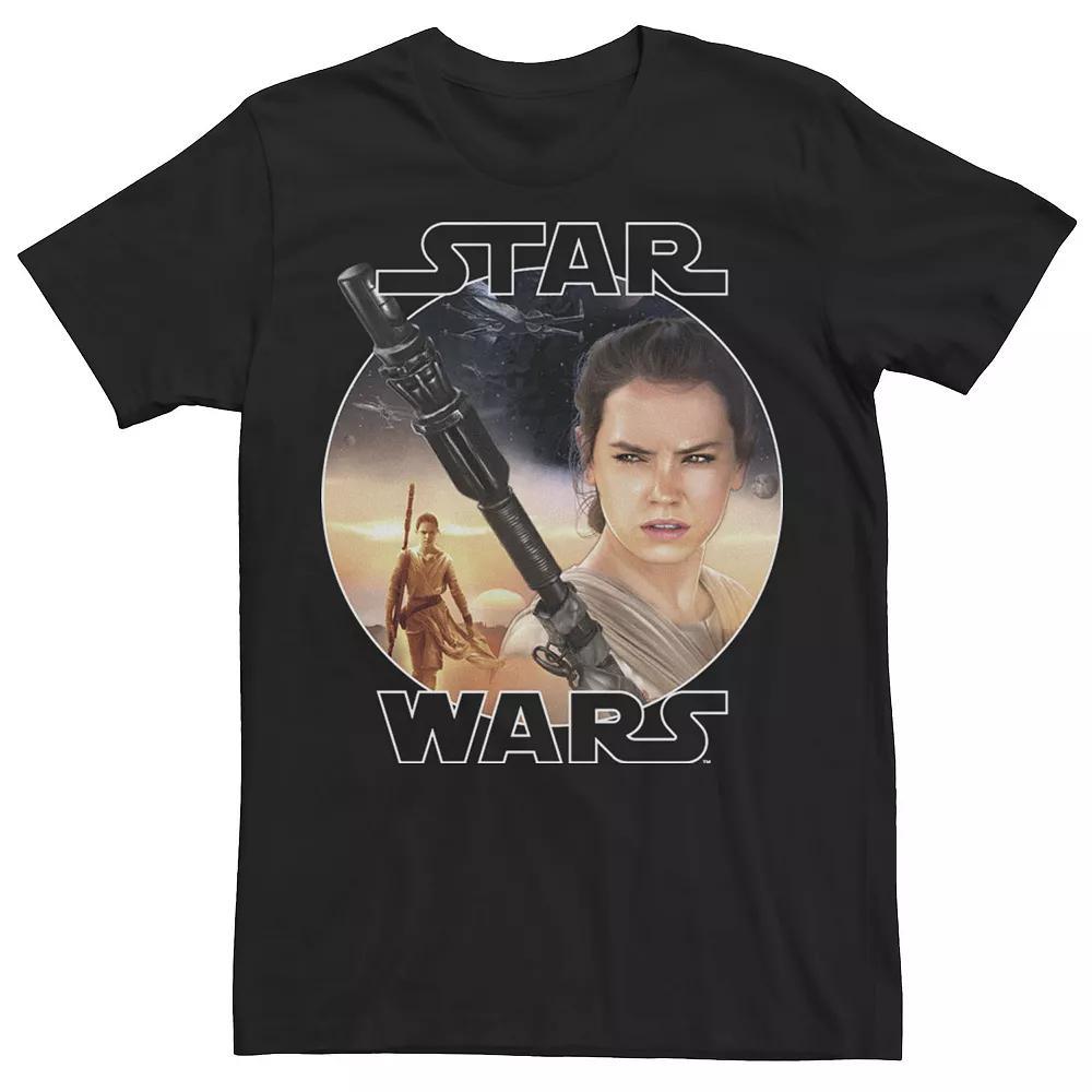 Men's Star Wars Rey Close Up Tee, Size: Large, Black Product Image