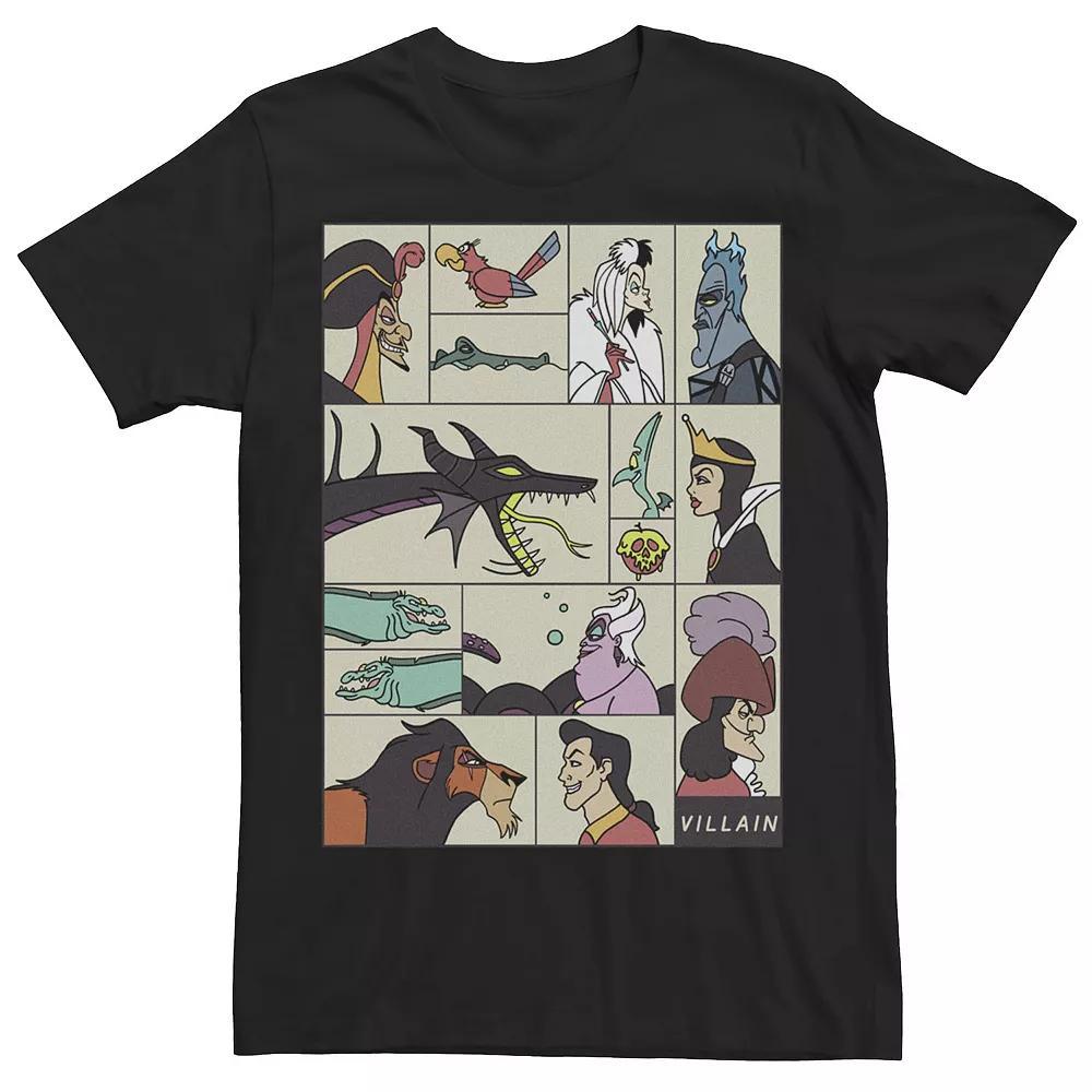 Disney Villains Men's Comic Style Portrait Panels Tee, Size: XL, Black Product Image