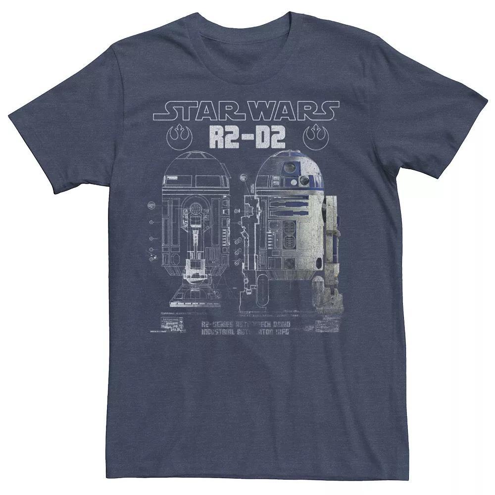 Men's Star Wars R2-D2 Astromech Droid Schematic Tee, Size: Medium, Navy Grey Product Image