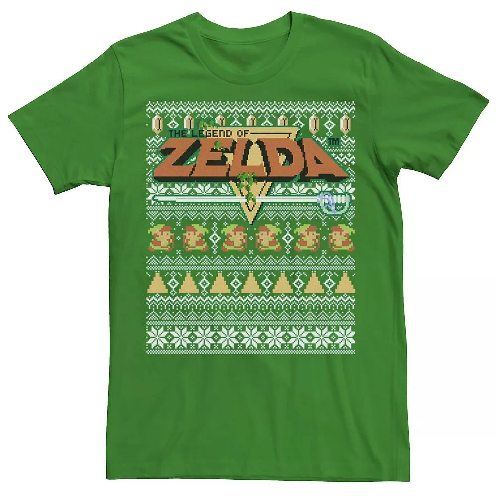 Men's Nintendo Legend Of Zelda 8-Bit Ugly Holiday Sweater Graphic Tee, Size: Small, Kelly Product Image