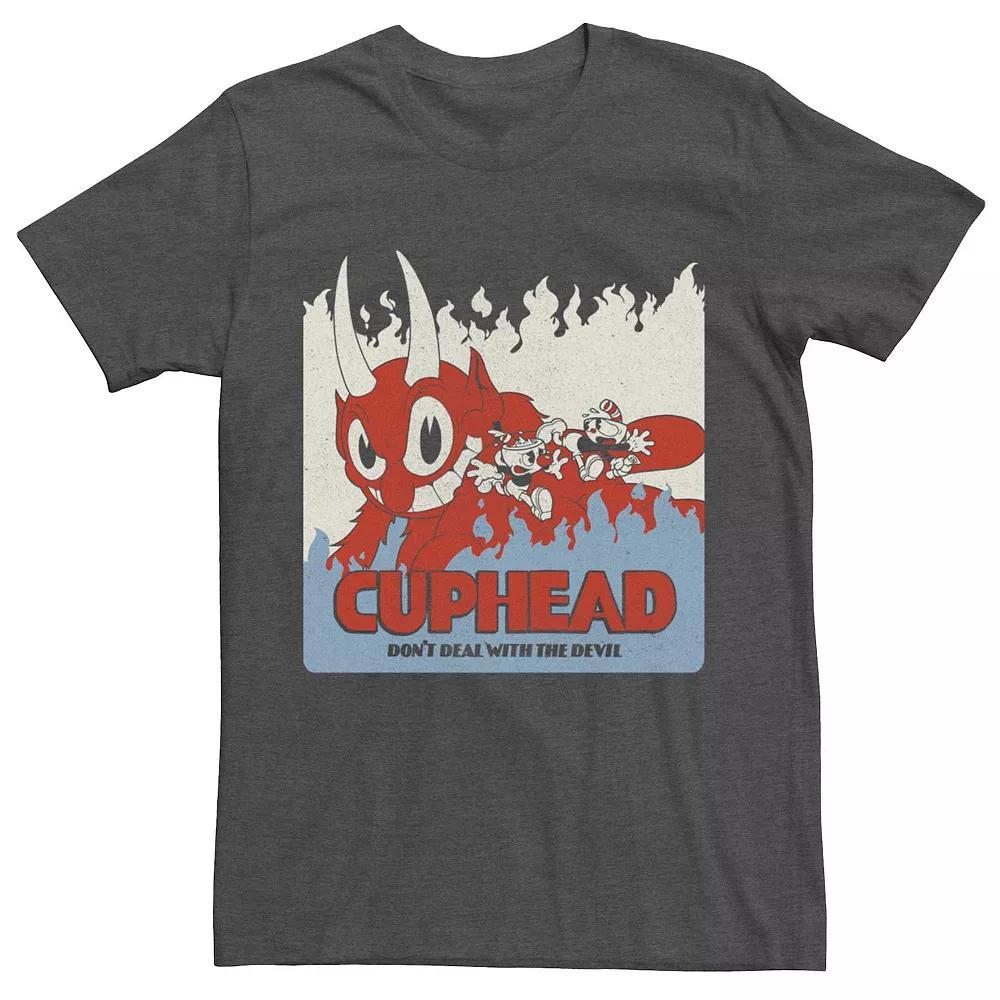 Men's Cuphead Don't Deal With The Devil Vintage Portrait Tee, Size: XL, Grey Heather Product Image