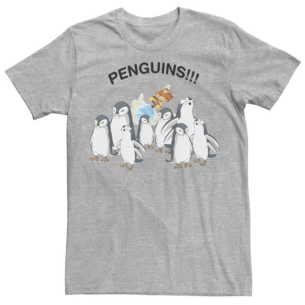 Men's Nickelodeon Avatar The Last Airbender Aang And Penguins!! Portrait Tee, Boy's, Size: Small, Athletic Grey Product Image