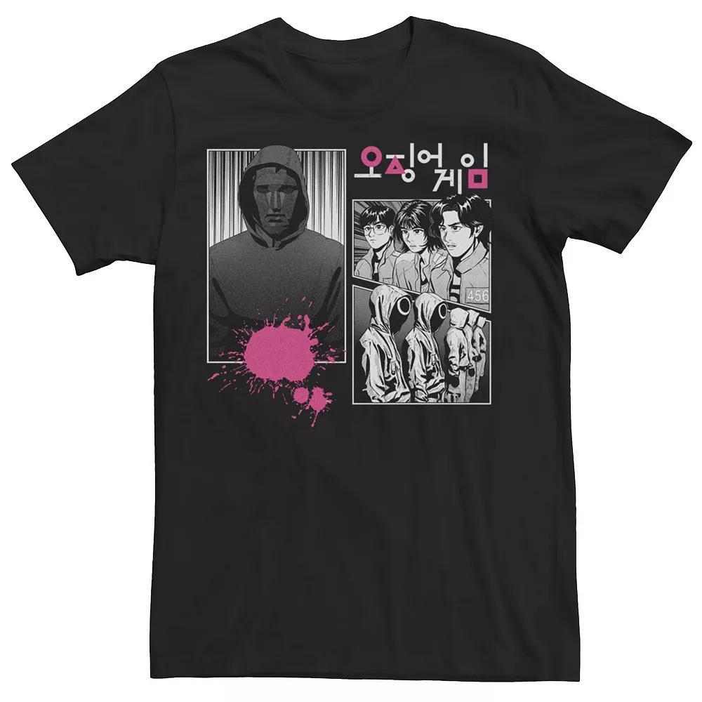 Men's Squid Game Manga Art Style Portrait Panels Tee, Boy's, Size: Large, Black Product Image