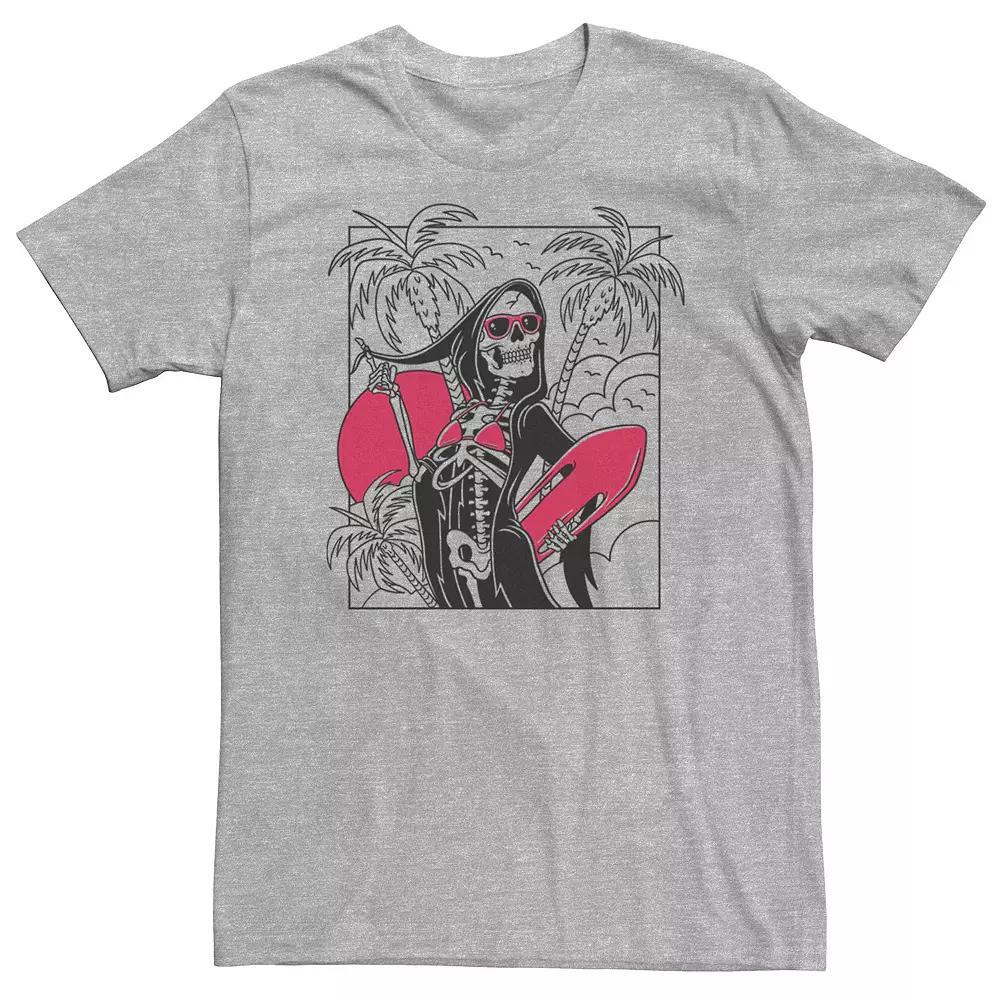 Big & Tall Surfing Grim Reaper Portrait Tee, Men's, Size: XXL Tall, Athletic Grey Product Image