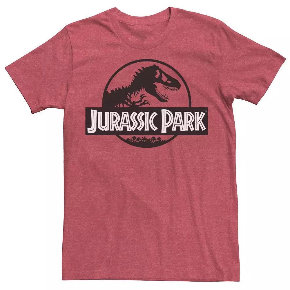 Mens Jurassic Park Basic Black & White Logo Tee Red Grey Product Image