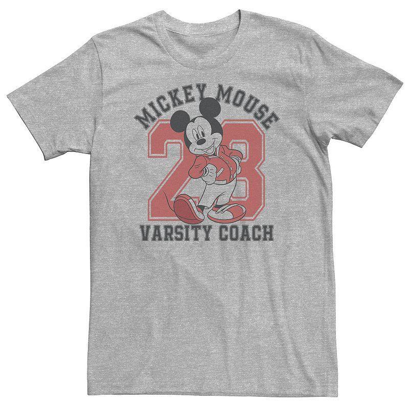 Big & Tall Disney Mickey Mouse Varsity Coach Tee, Men's, Size: 4XL, Athletic Grey Product Image