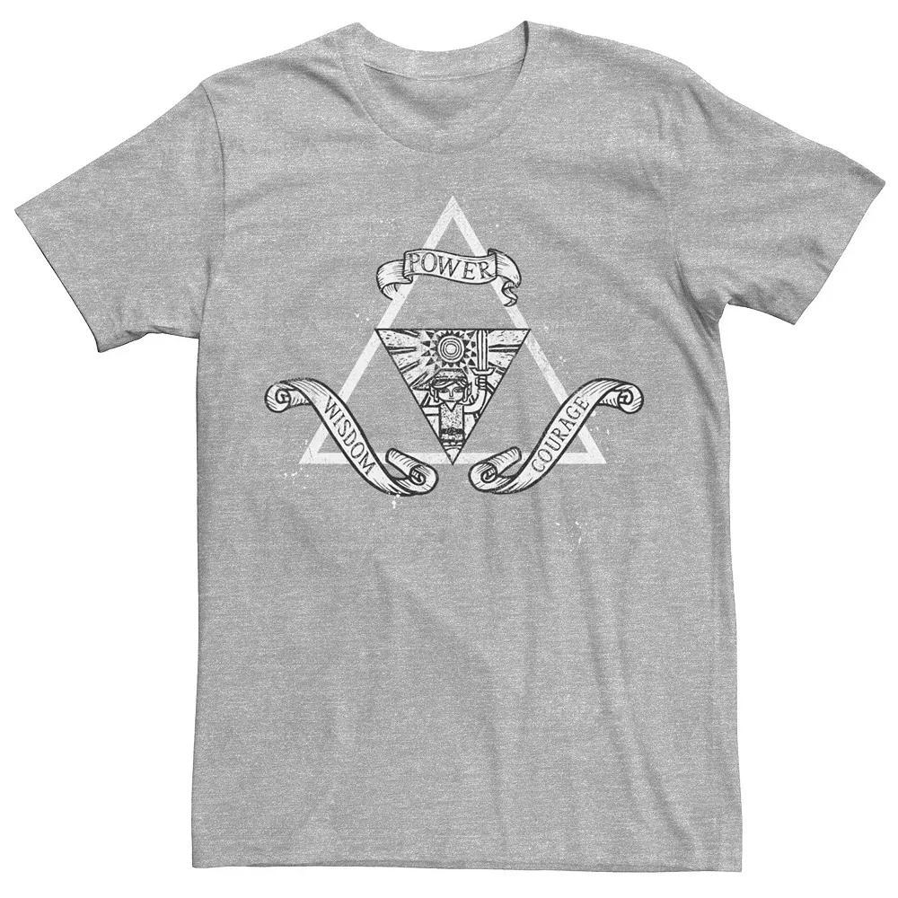 Men's Nintendo Zelda Power Wisdom Courage The Triforce Tee, Size: XXL, Athletic Grey Product Image