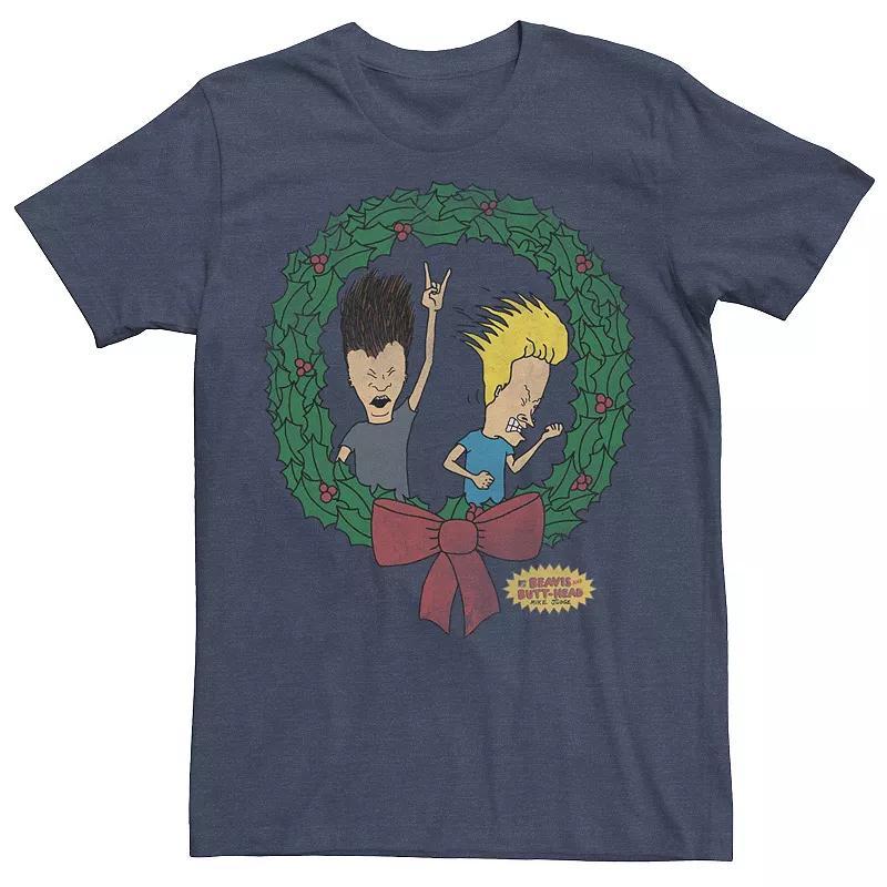 Men's Beavis and Butthead Rock On Christmas Wreath Tee, Size: Medium, Kelly Product Image