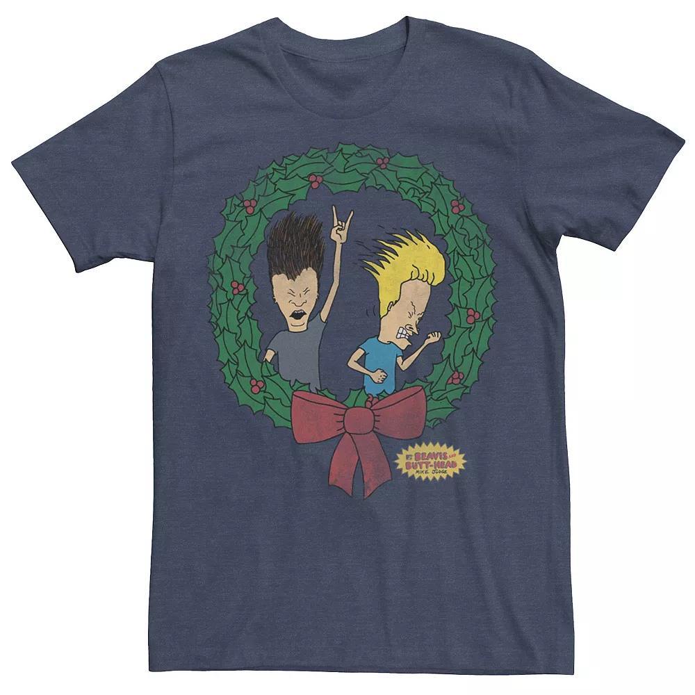Mens Beavis And Butthead Christmas Wreath Tee Product Image