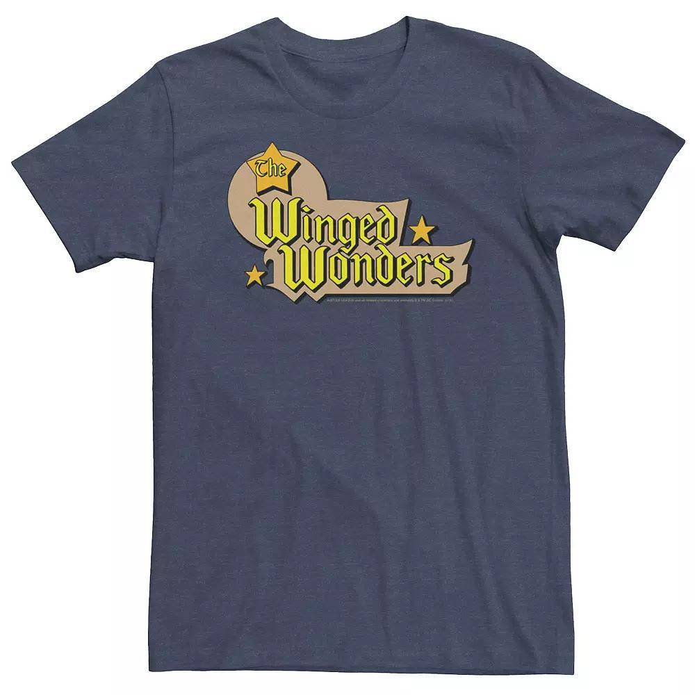 Big & Tall DC Comics The Winged Wonders Text Logo Tee, Men's, Size: Large Tall, Navy Grey Product Image