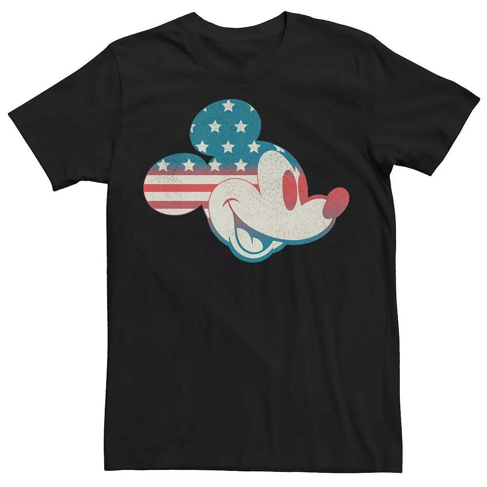Disney's Mickey & Friends Mickey Men's American Flag Fill Tee, Size: Large, Black Product Image