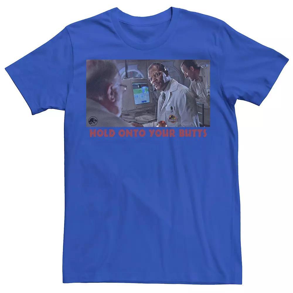 Men's Jurassic Park Hold Onto Your Butts Photo Tee, Size: Large, Royal Product Image
