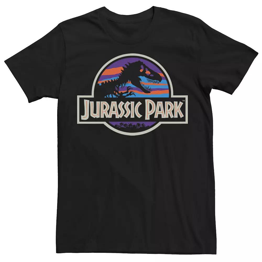 Men's Jurassic Park Colorful Background Logo Tee, Size: Medium, Black Product Image