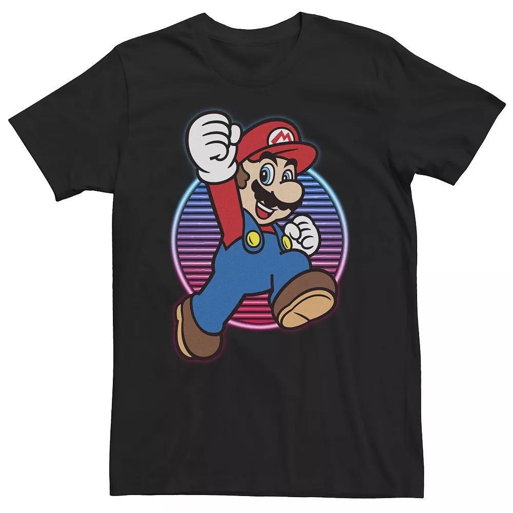 Big & Tall Nintendo Super Mario Neon Power Jump Hero Tee, Men's, Size: 4XLT, Black Product Image