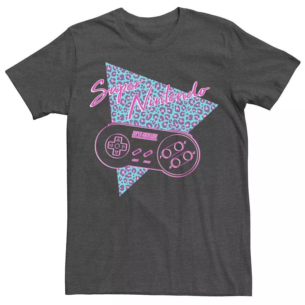 Men's Super Nintendo Cheetah Retro Neon Logo Tee, Size: XXL, Grey Heather Product Image