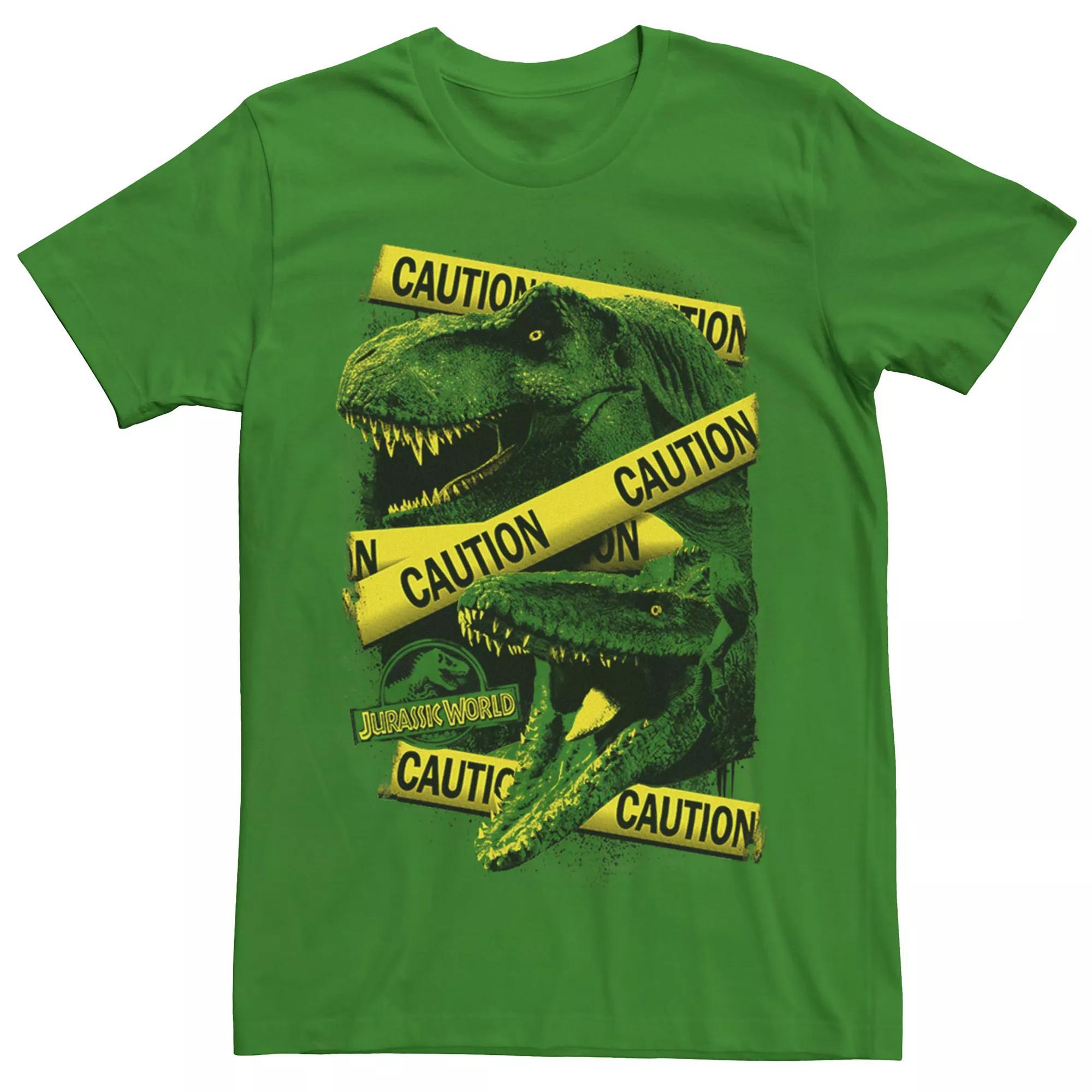 Men's Jurassic World Two Dinosaur Caution Splatter Tee, Size: 3XL, Kelly Product Image