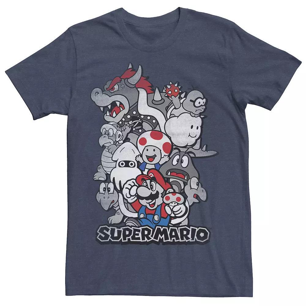 Mens Nintendo Super Mario Kingdom Tee Navy Grey Product Image