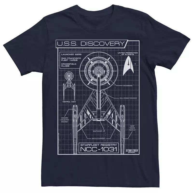 Men's Star Trek Discovery Schematics Graphic Tee, Size: Medium, Blue Product Image