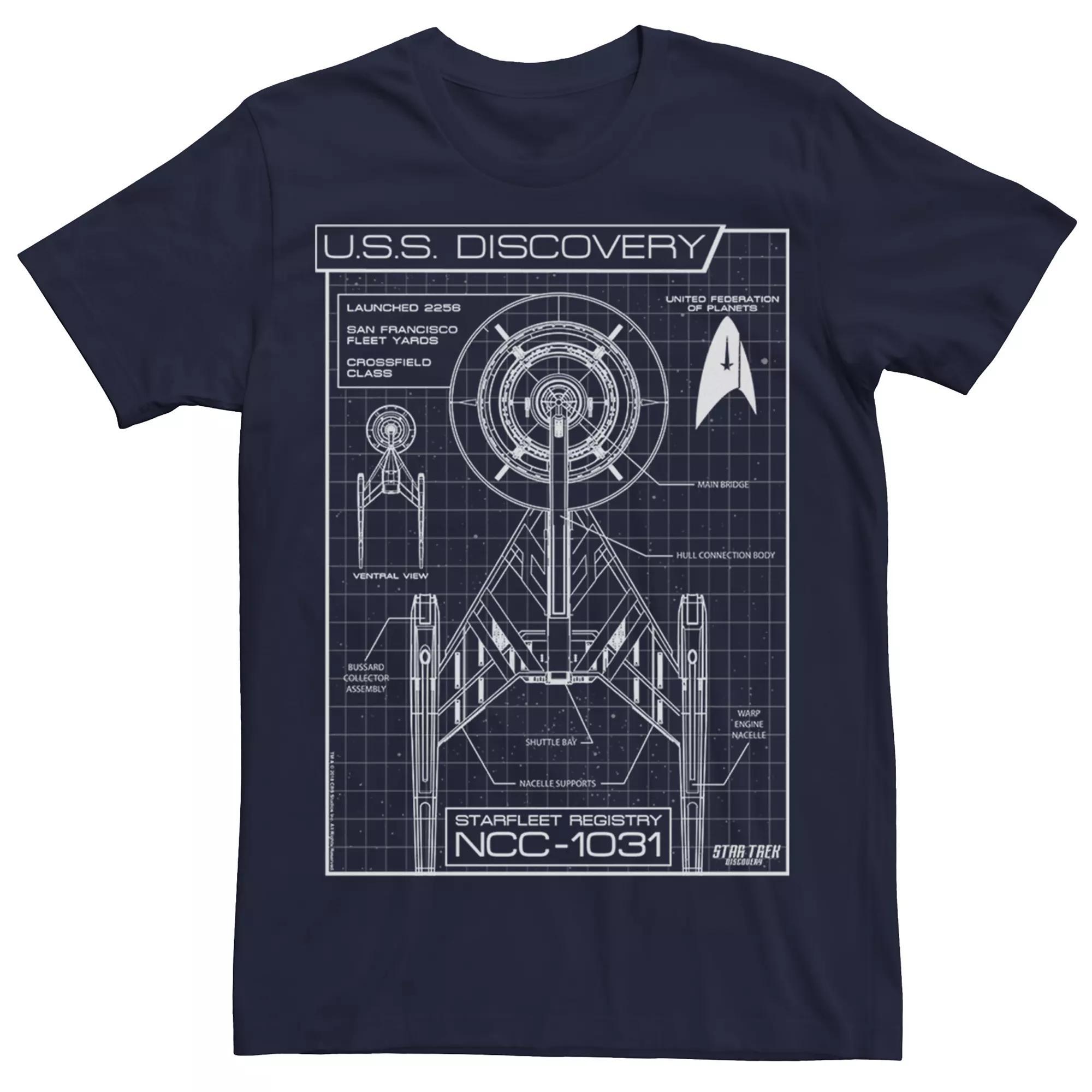 Men's Star Trek Discovery Schematics Graphic Tee, Size: Medium, Blue Product Image