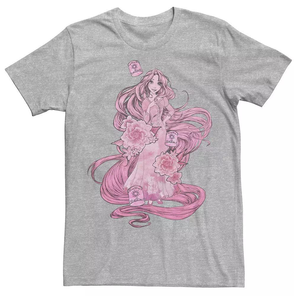 Disney's Tangled Pink Tonal Rapunzel Portrait Men's Tee, Size: Medium, Athletic Grey Product Image