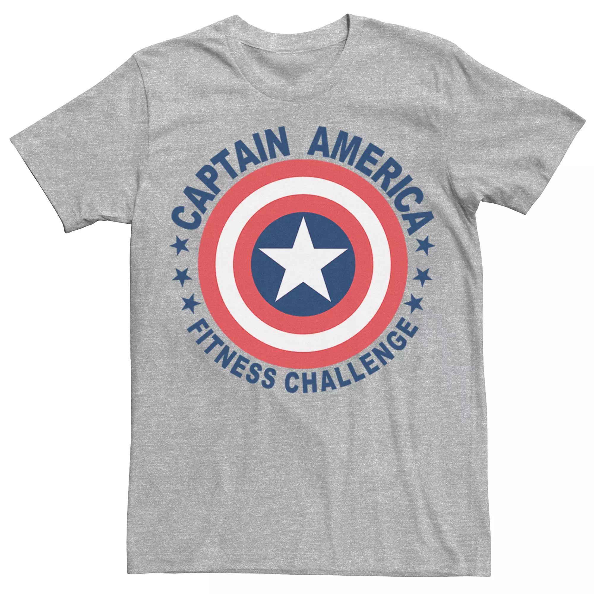 Men's Marvel Captain America Fitness Challenge Graphic Tee, Size: Large, Athletic Grey Product Image