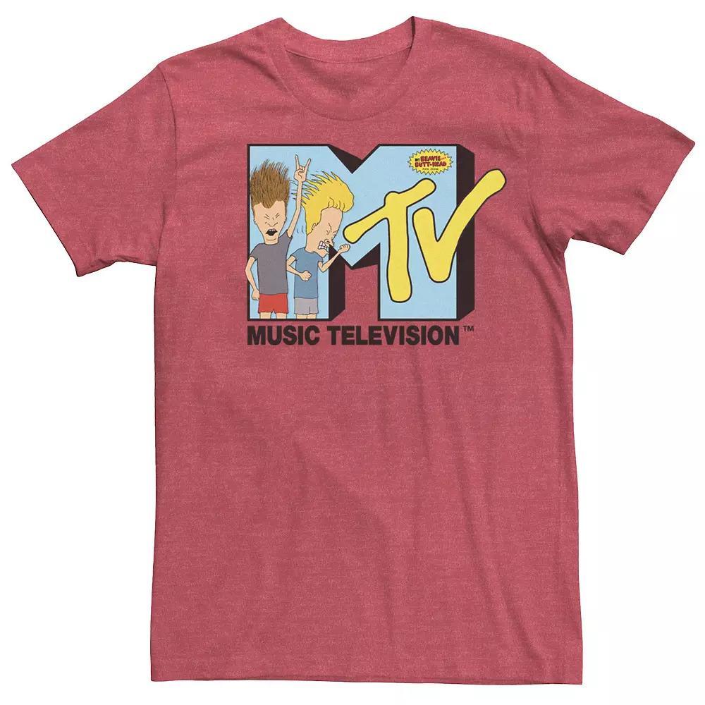 Men's MTV Beavis And Butthead Head Banging Logo Short Sleeve Tee, Size: Small, Red Grey Product Image