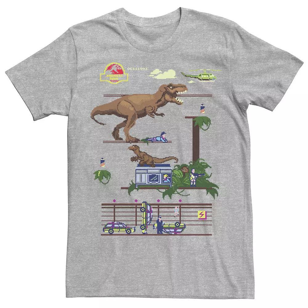 Men's Jurassic Park Digital Video Game Scene Graphic Tee, Size: Large, Silver Product Image