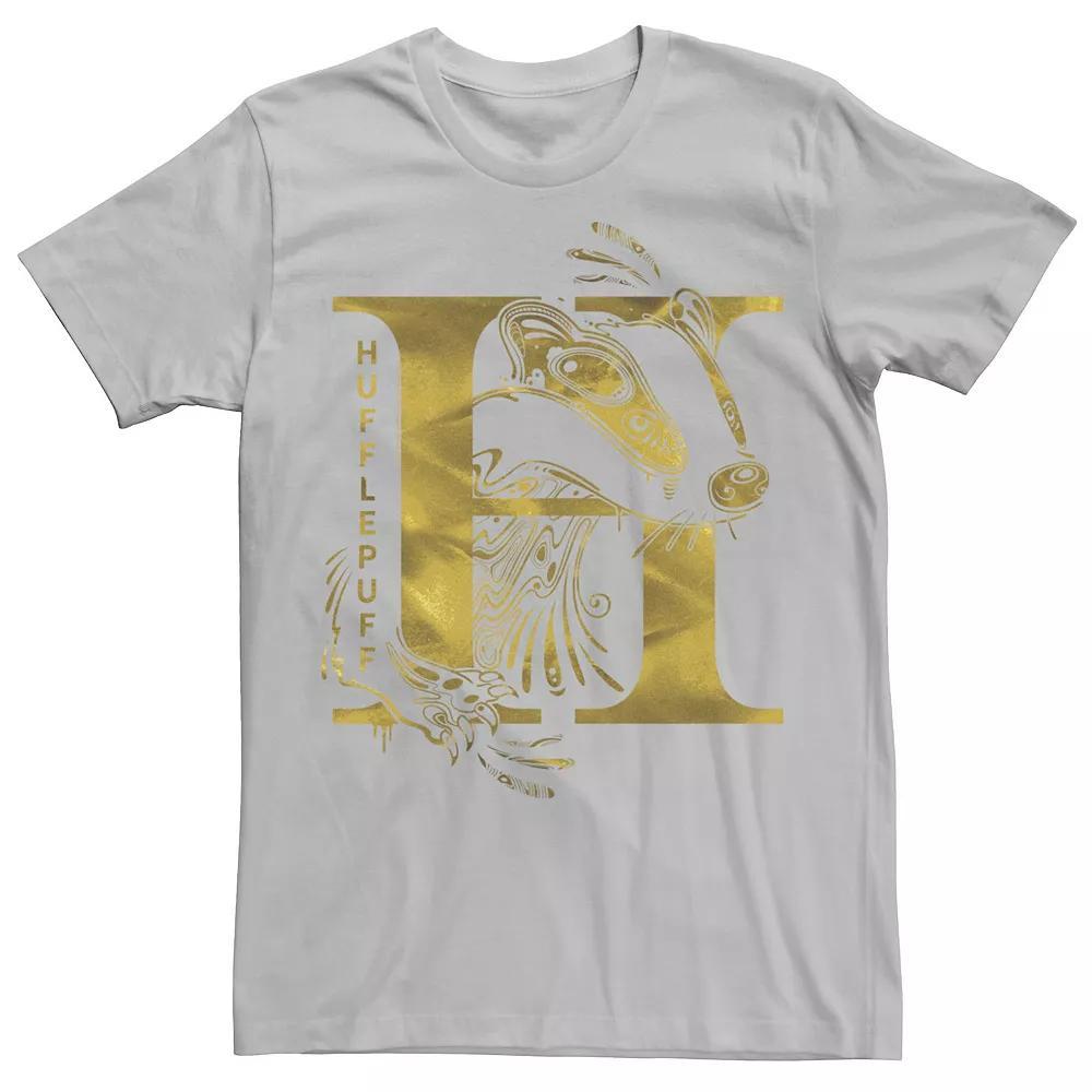 Men's Harry Potter Hufflepuff Abstract Symbol Tee, Size: XL, Silver Product Image