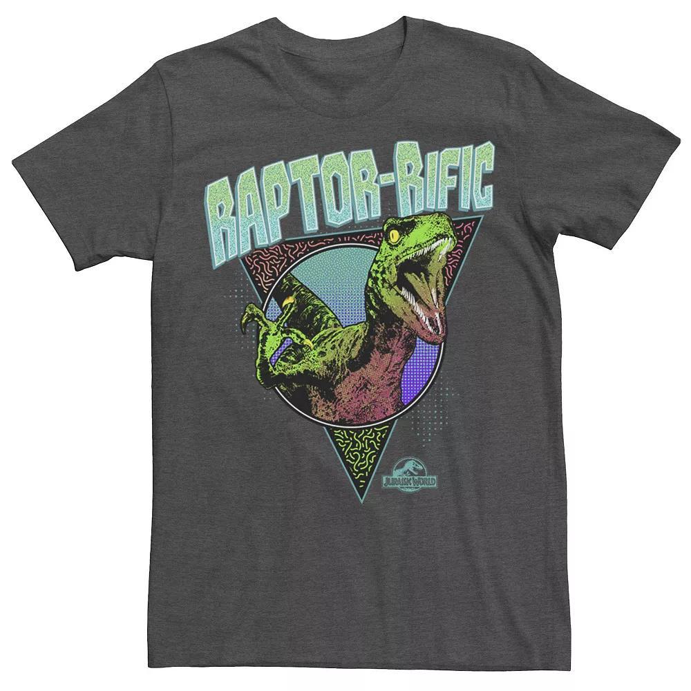 Men's Jurassic World 80's Retro Raptor-rific Dino Graphic Tee, Size: XXL, Athletic Grey Product Image