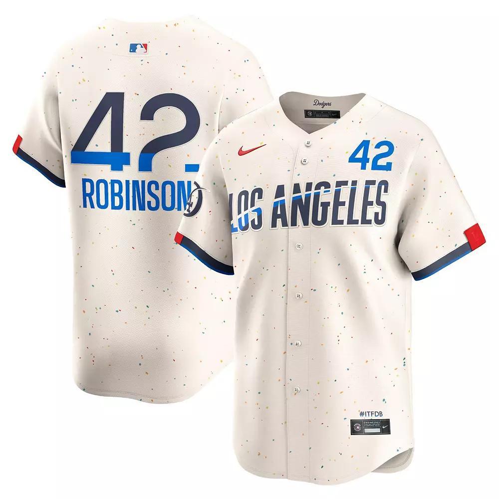 Men's Nike Jackie Robinson Cream Los Angeles Dodgers 2024 City Connect Limited Player Jersey, Size: Medium, Beige Product Image