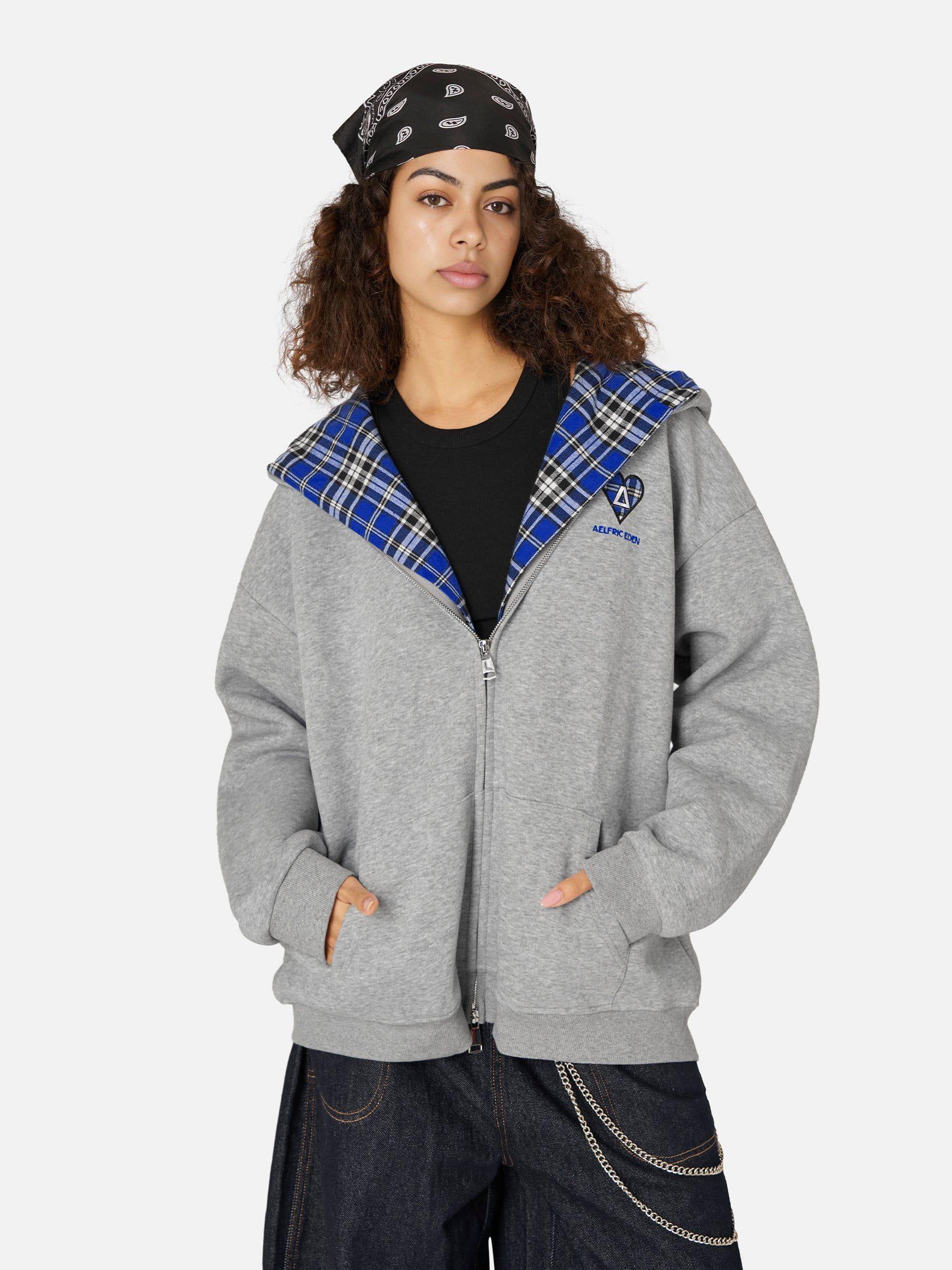 Aelfric Eden Plaid Double Layer Zip Up Hoodie Product Image