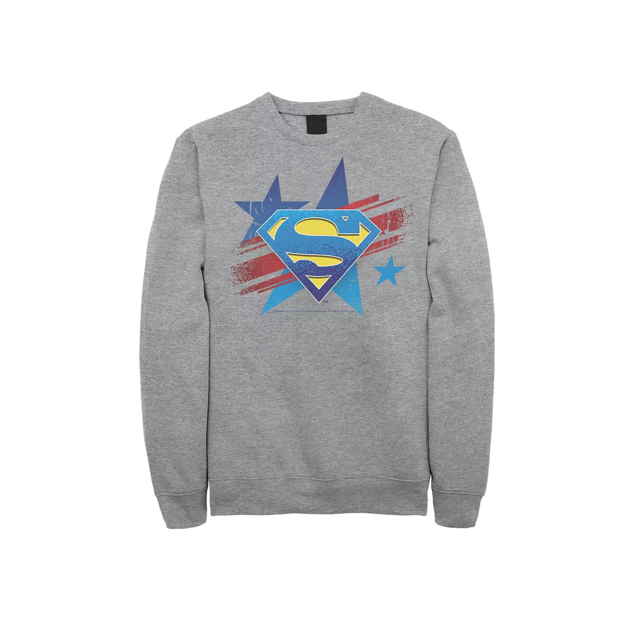 Men's DC Comics Superman Stars And Stripes Chest Logo Sweatshirt, Size: 3XL, Athletic Grey Product Image