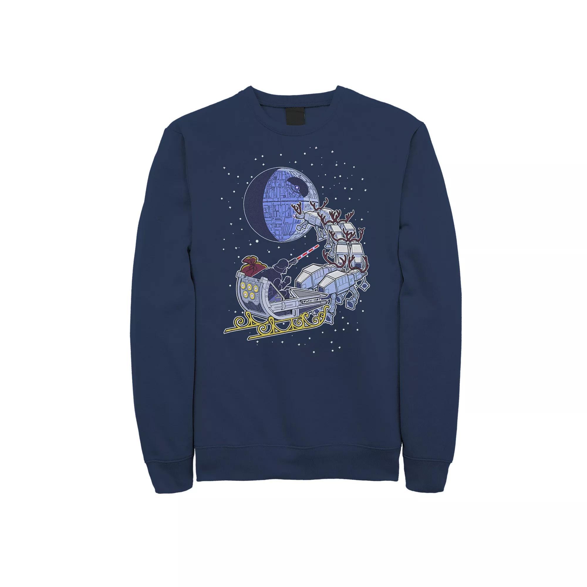 Men's Star Wars Darth Vader In A Sleigh Portrait Sweatshirt, Size: XXL, Blue Product Image