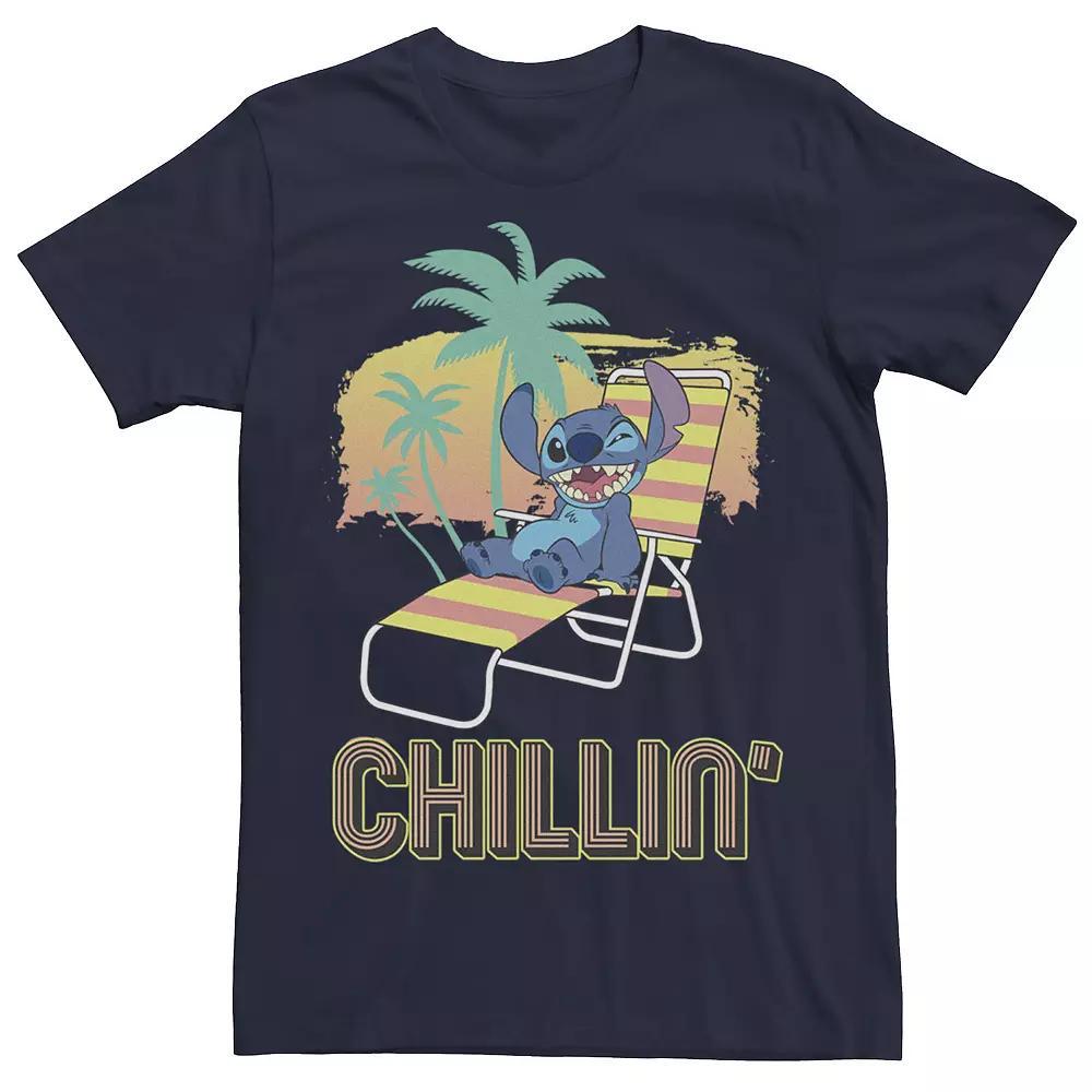 Disney's Lilo & Stitch Chillin' Beach Chair Portrait Men's Tee, Size: XS, Blue Product Image