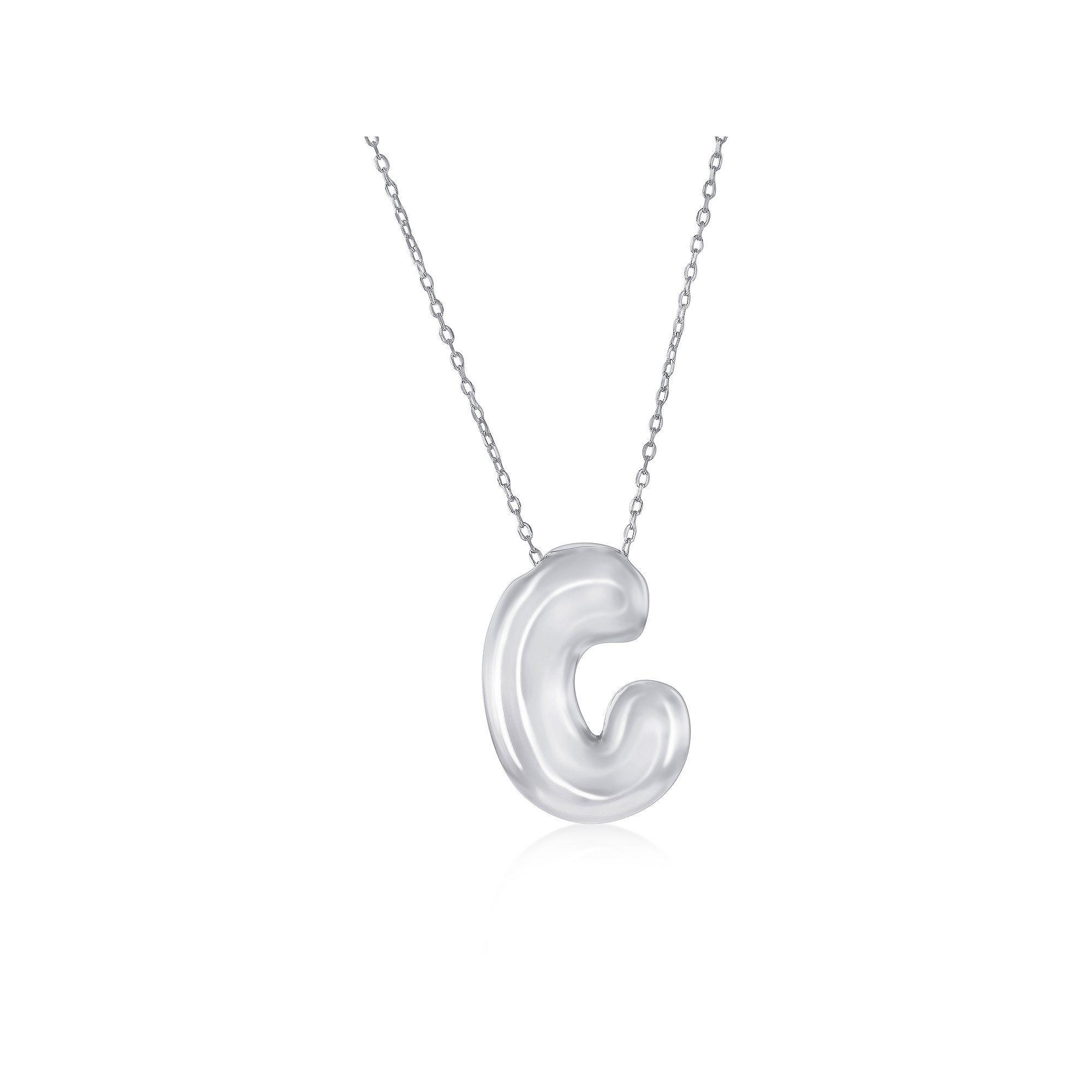 Argento Bella Sterling Silver Bubble Initial Necklace, Women's, Size: 16-18" ADJ, Sterling C Product Image