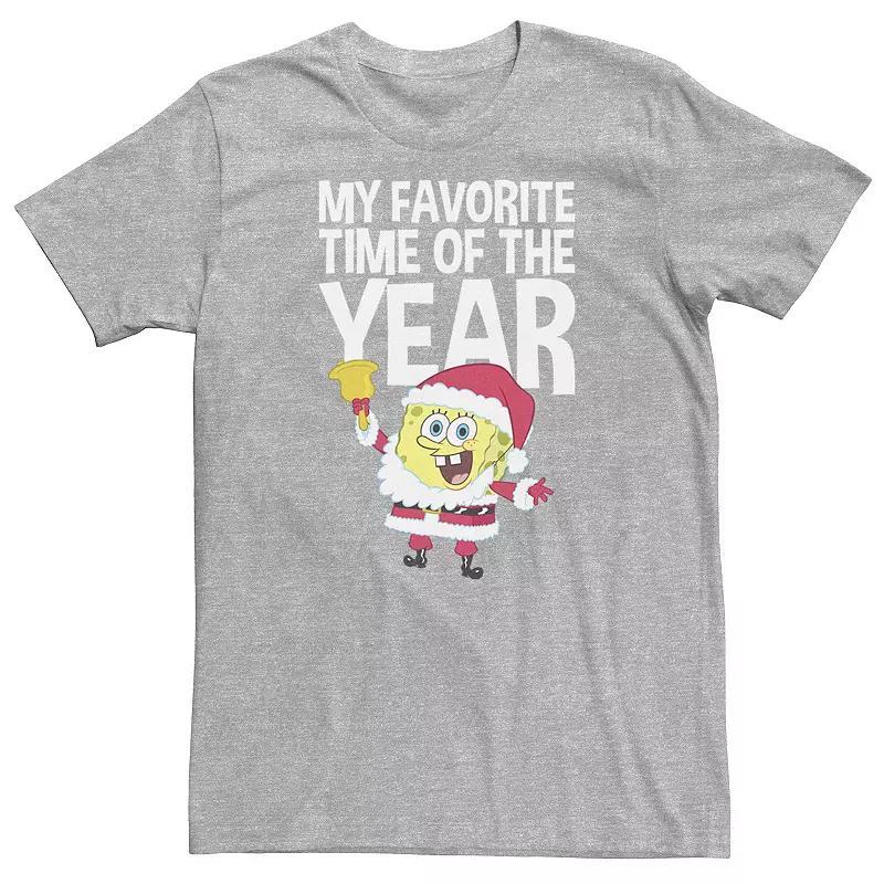 Big & Tall Nickelodeon SpongeBob SquarePants Santa Christmas "My Favorite Time Of Year" Tee, Men's, Size: XXL Tall, Athletic Grey Product Image