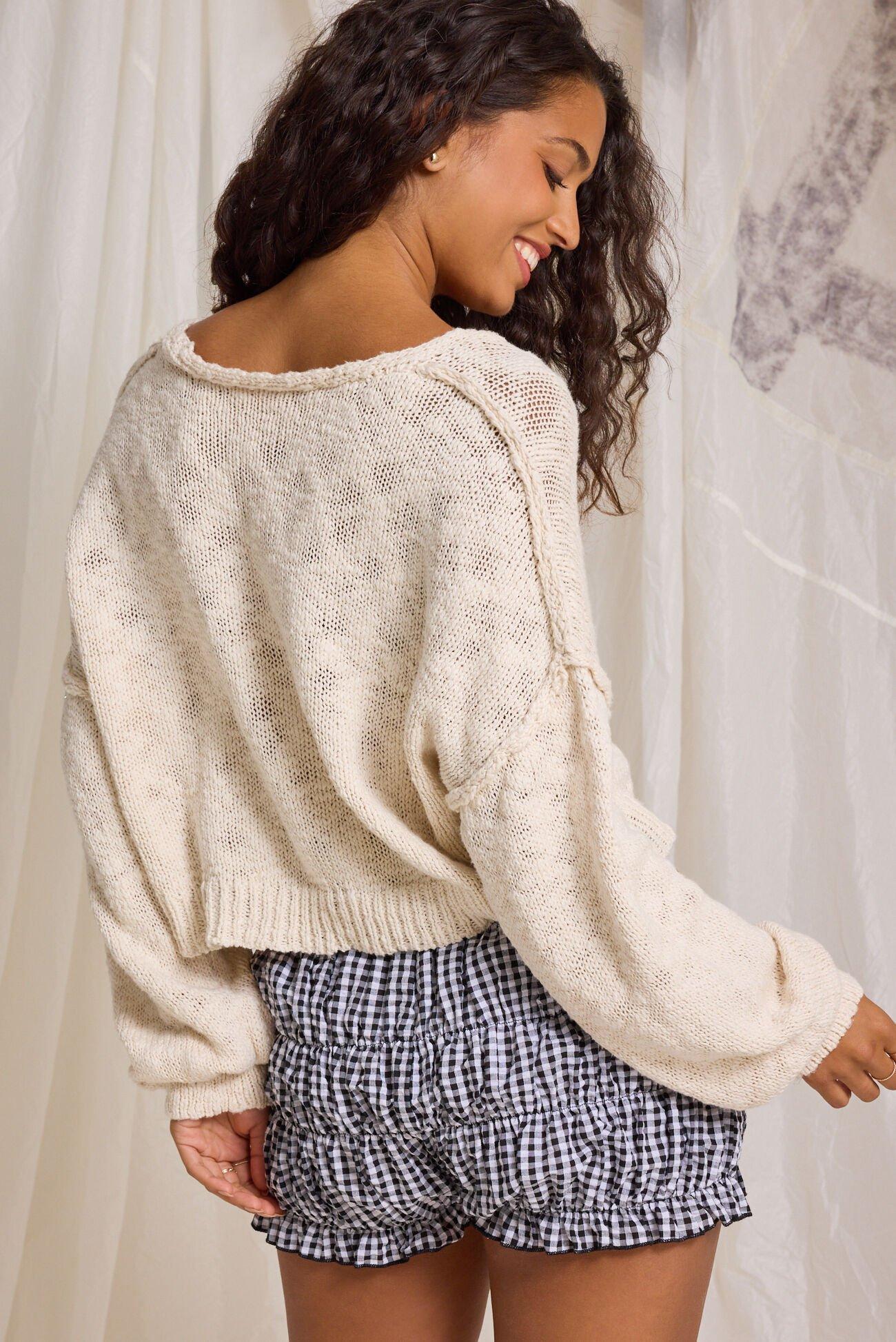 Natalie V-Neck Crop Sweater Product Image