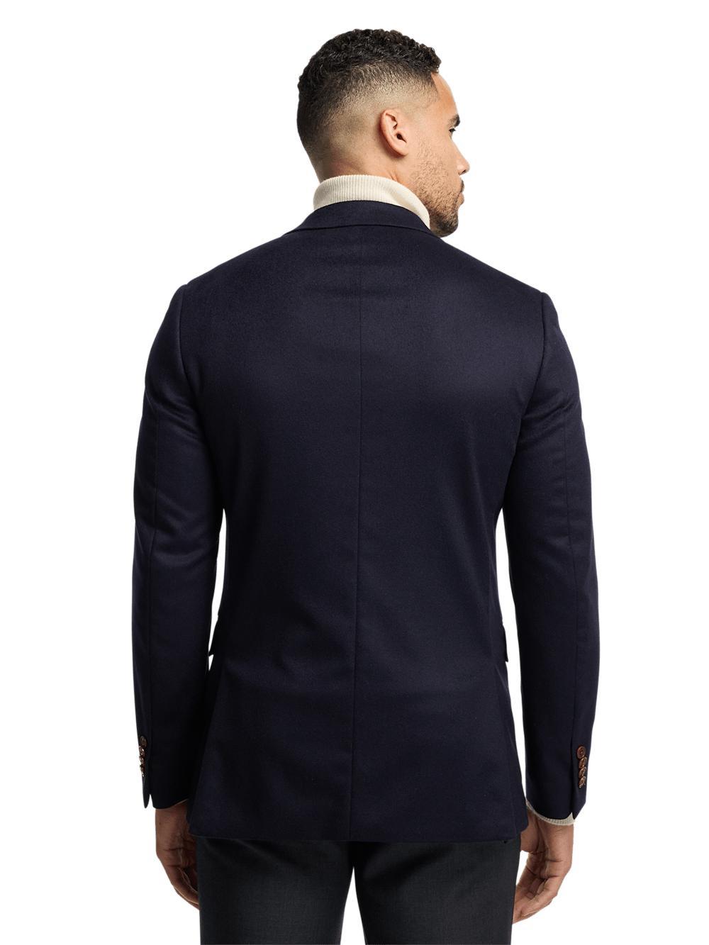 Cashmere Single Breasted Notch Lapel Sport Coat - Navy Product Image