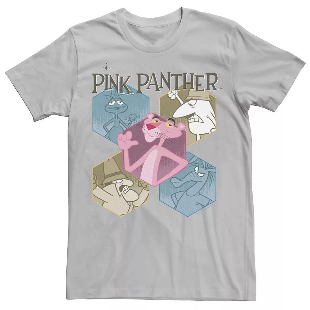 Men's Pink Panther Hexagonal Portraits Graphic Tee, Size: Small, Silver Product Image