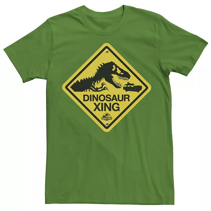 Men's Jurassic Park Dinosaur Crossing Yellow Sign Tee, Size: XXL, Kelly Product Image