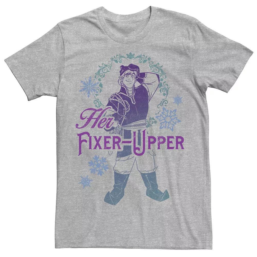 Disney's Frozen Kristoff Men's "Her Fixer-Upper" Gradient Portrait Tee, Size: Medium, Athletic Grey Product Image
