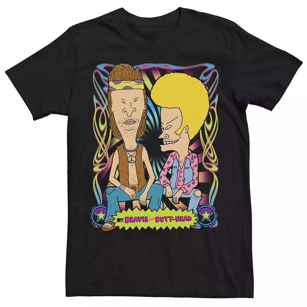 Men's Beavis And Butthead Psychedilic Groovy Dudes Tee, Size: XL, Black Product Image