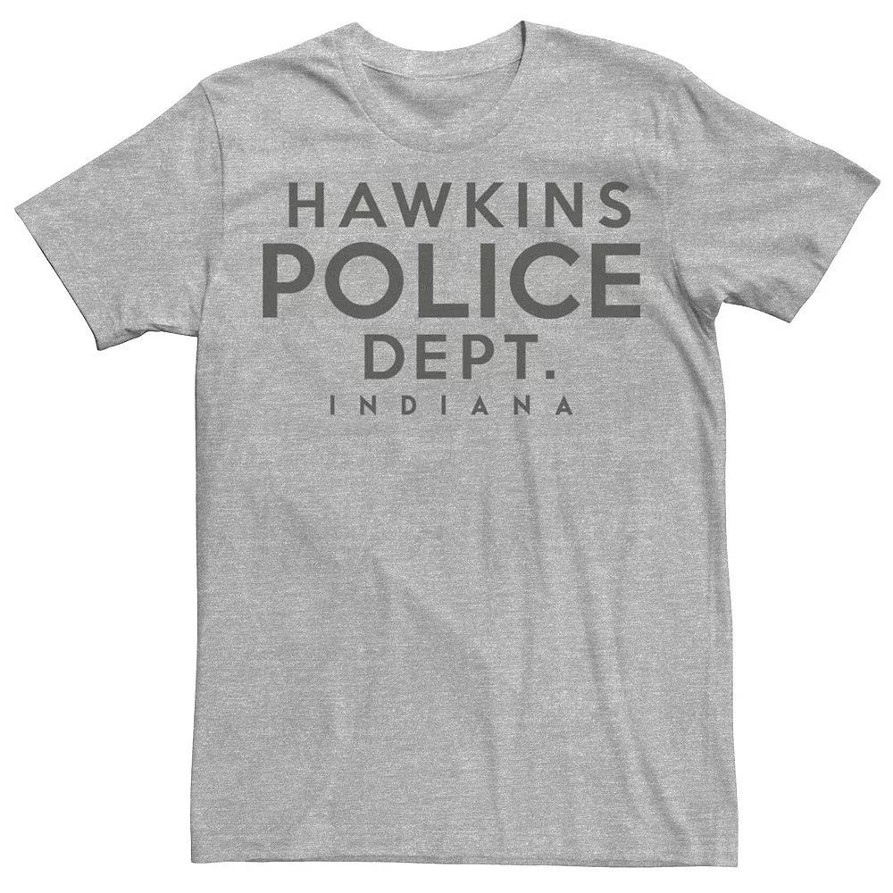 Men's Netflix Stranger Things Hawkins Police Dept. Indiana Tee, Size: 3XL, Athletic Grey Product Image